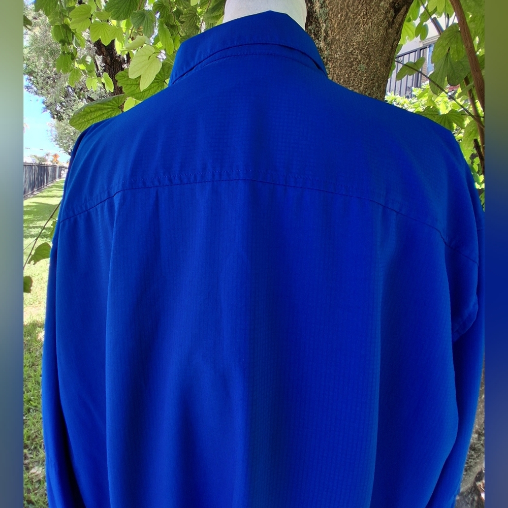 🔥Columbia Omni Shade Long Sleeve Vented Fishing Shirt Royal Blue Mens XL - Picture 12 of 12